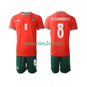 Camisolas de futebol Portugal Bruno Fernandes 8 Criança Equipamento Principal 2025/26 Manga Curta